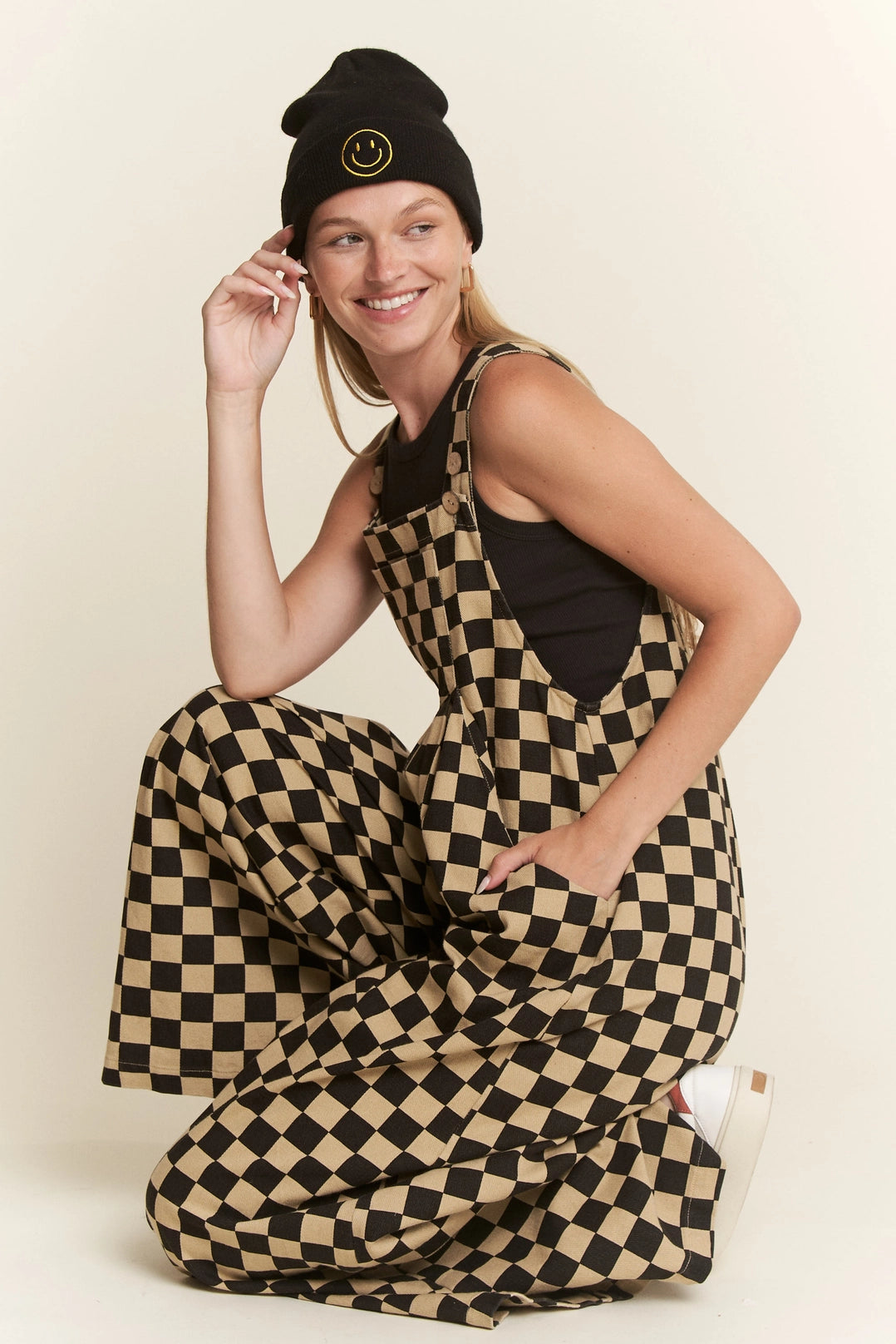 Checked Overalls Black & Mocha