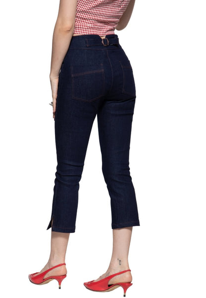 Dark Denim Joan Capri - Trousers - Queen Kerosin