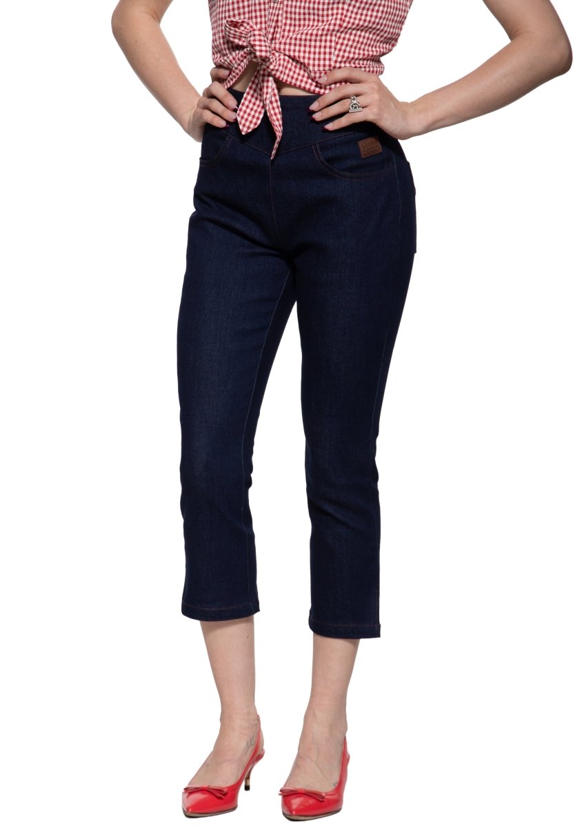 Dark Denim Joan Capri - Trousers - Queen Kerosin
