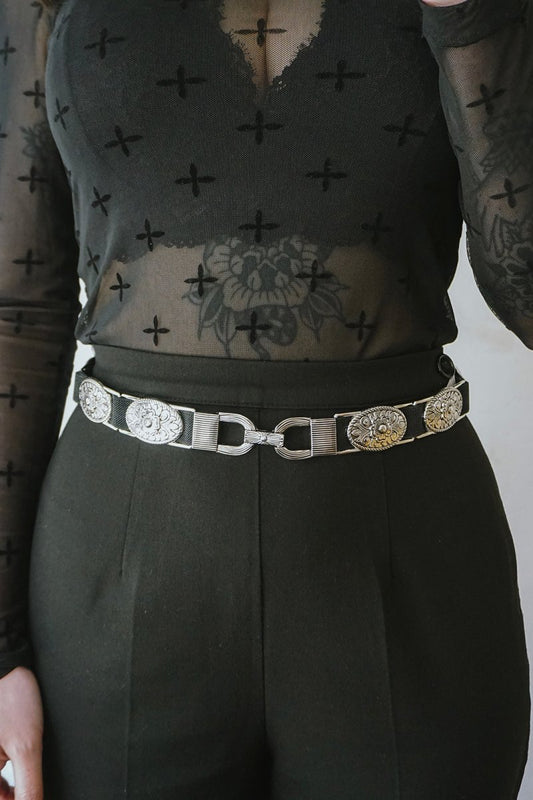 Elastic Concho Waistbelt Silver - Belts - HOB