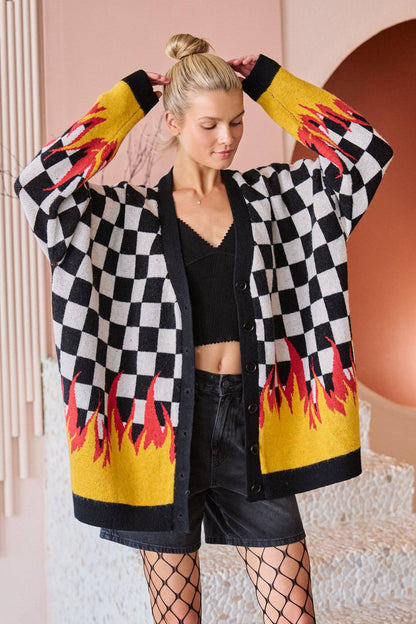 RACING FLAME KNIT CARDIGAN
