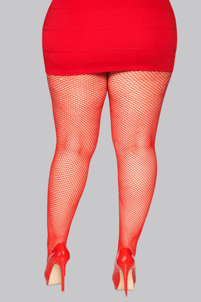 Fishnet Stockings Red - Tights - Leg Avenue
