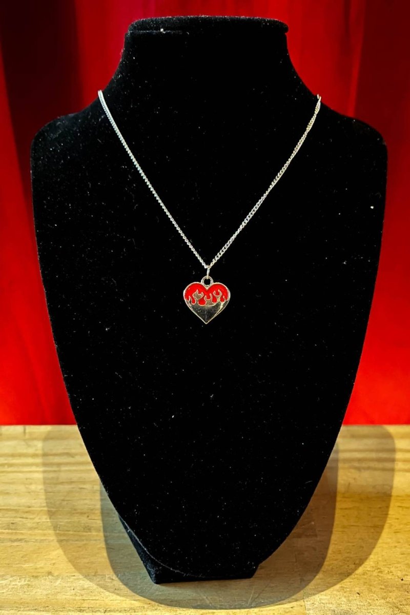 Flame Heart Necklace Red - Necklace - House of Bones Jewelry