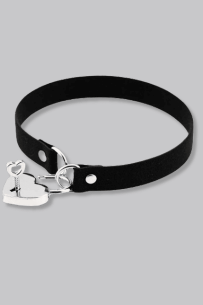 Heart Lock Choker Necklace - Necklace - House of Bones Jewelry