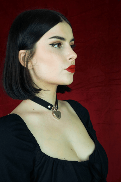 Heart Lock Choker Necklace - Necklace - House of Bones Jewelry