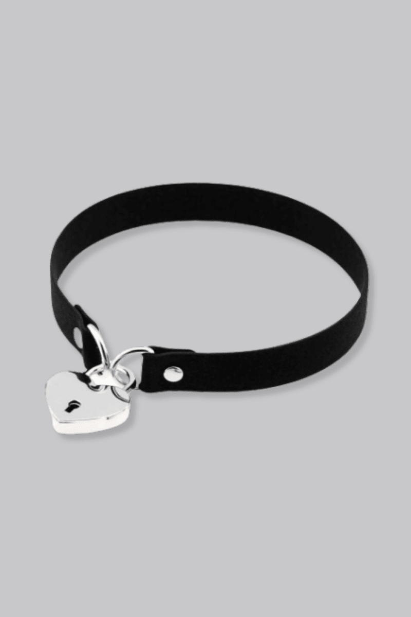 Heart Lock Choker Necklace - Necklace - House of Bones Jewelry