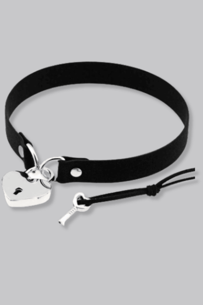 Heart Lock Choker Necklace - Necklace - House of Bones Jewelry