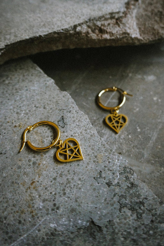Heartagram Earrings Gold - Earrings - House of Bones Jewelry