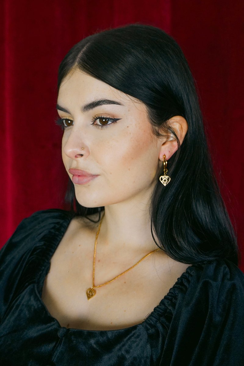 Heartagram Earrings Gold - Earrings - House of Bones Jewelry