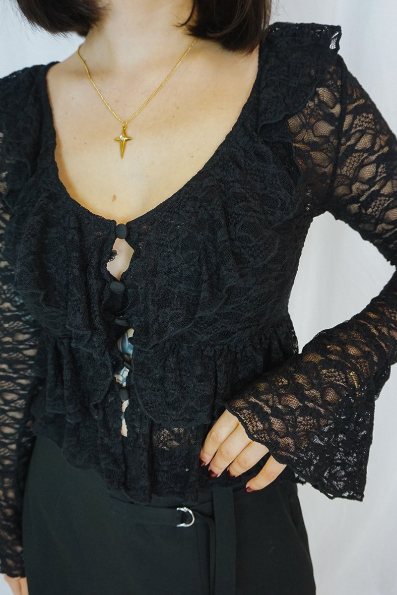 Lace Buttoned Cardigan - Cardigan - HOB