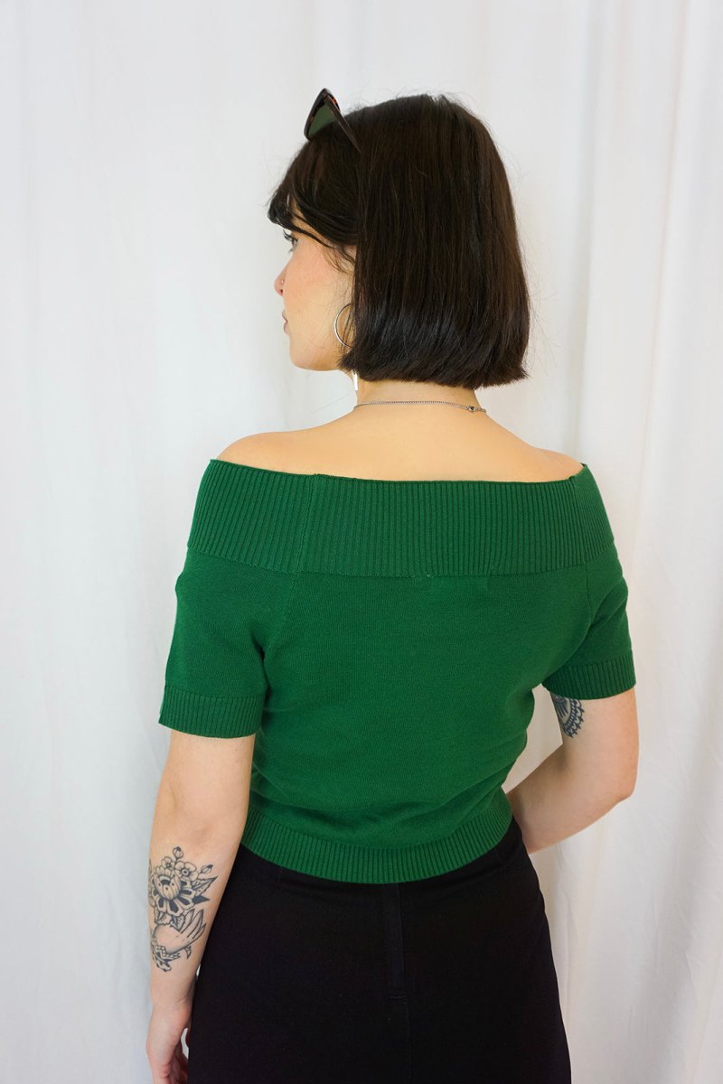 Lavinia Knitted Top Green - Tops - Banned