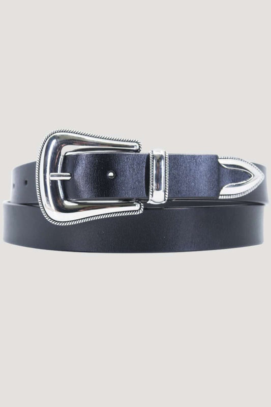 Leather Western Belt Black - Belts - HOB