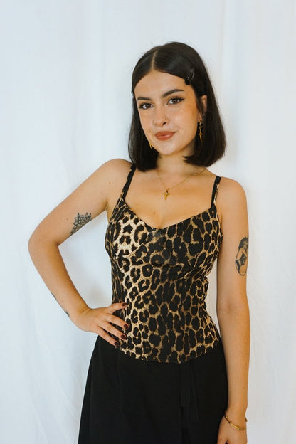 Leopard Lace-Up Cami - Tops - HOB
