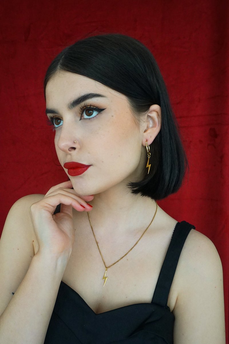 Lightning Earrings Gold - Earrings - House of Bones Jewelry