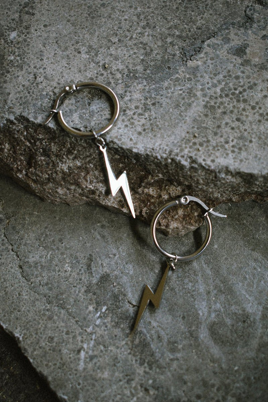 Lightning Earrings Silver - Earrings - House of Bones Jewelry