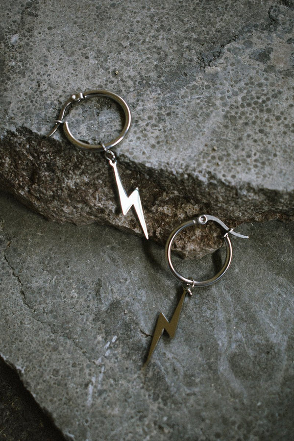 Lightning Earrings Silver - Earrings - House of Bones Jewelry