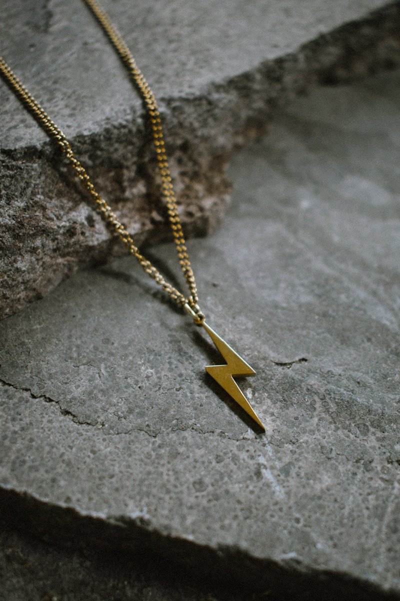 Lightning Necklace Gold - Necklace - House of Bones Jewelry