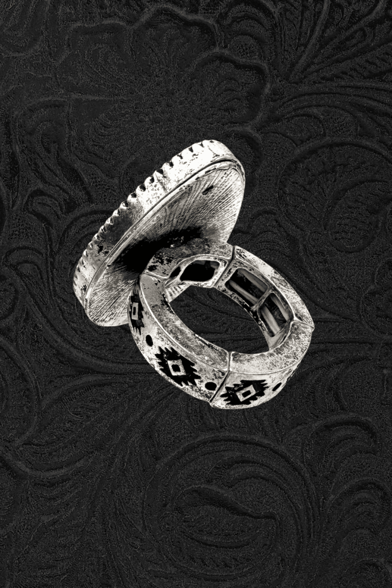 Longhorn Skull Turquoise Stretch Ring - Jewellery - Lunar Deer