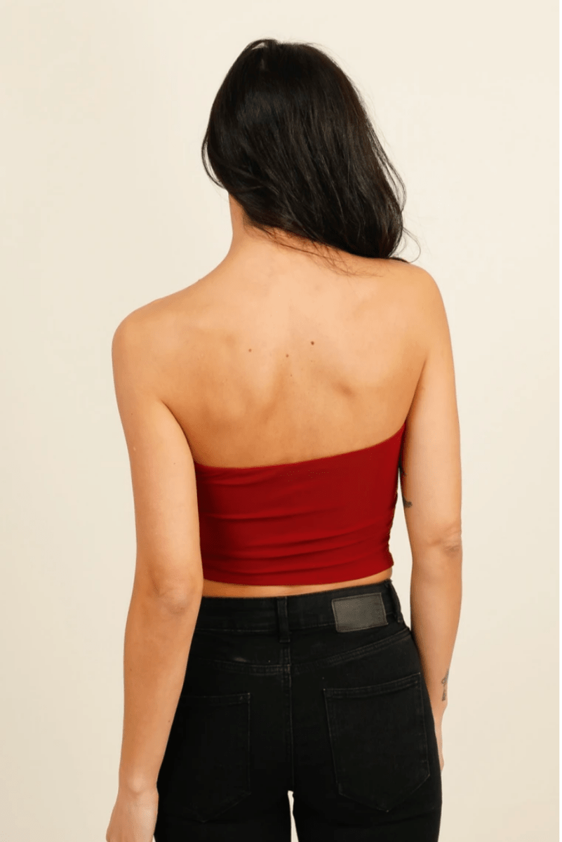 Mesh Bustier Top Burgundy - Tops - HOB