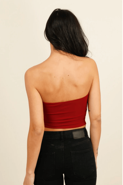 Mesh Bustier Top Burgundy - Tops - HOB