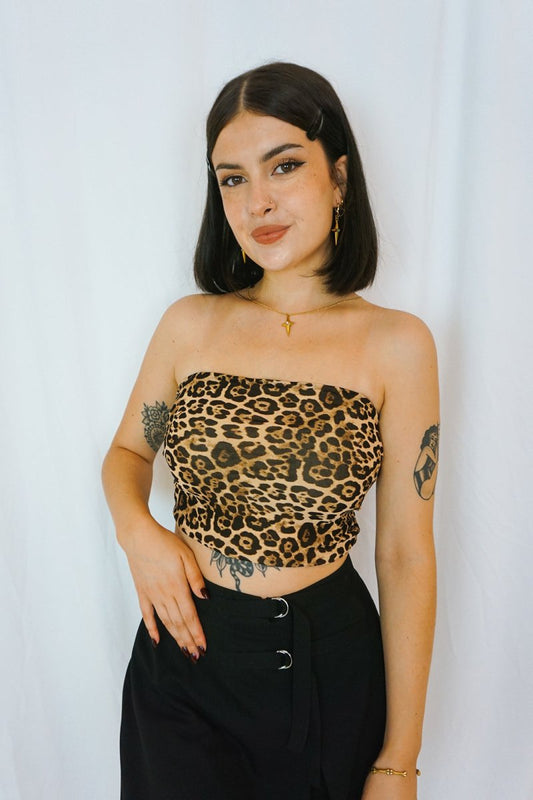 Mesh Bustier Top Leopard - Tops - HOB