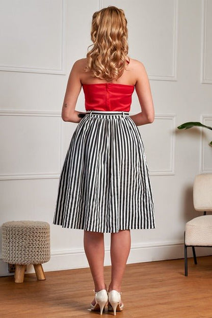 Mila Striped Swing Skirt - Skirts - Banned