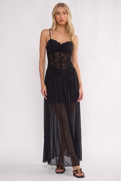 Nightshade Lace-Up Dress Black - Dresses - HOB