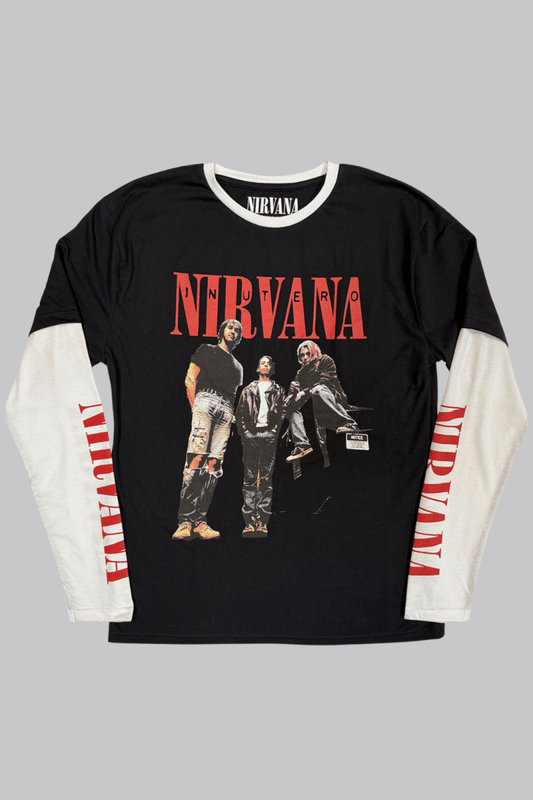 Nirvana Unisex Layered Long Sleeve T-Shirt: In Utero Band Photo - Bandshirts - Official Merchandise