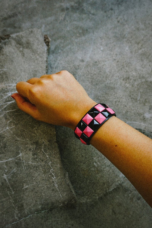 Pink & Black Checkered Bracelet - Accessories - HOB