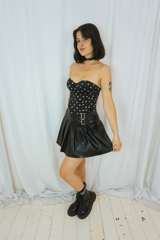Pleated Leather Skirt - Skirts - HOB
