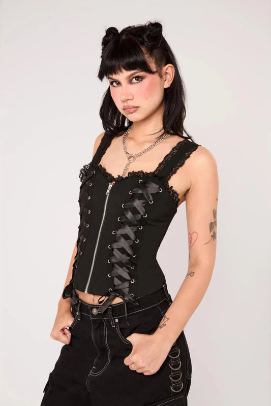 Quinzel C Black Top - Tops - Hell Bunny