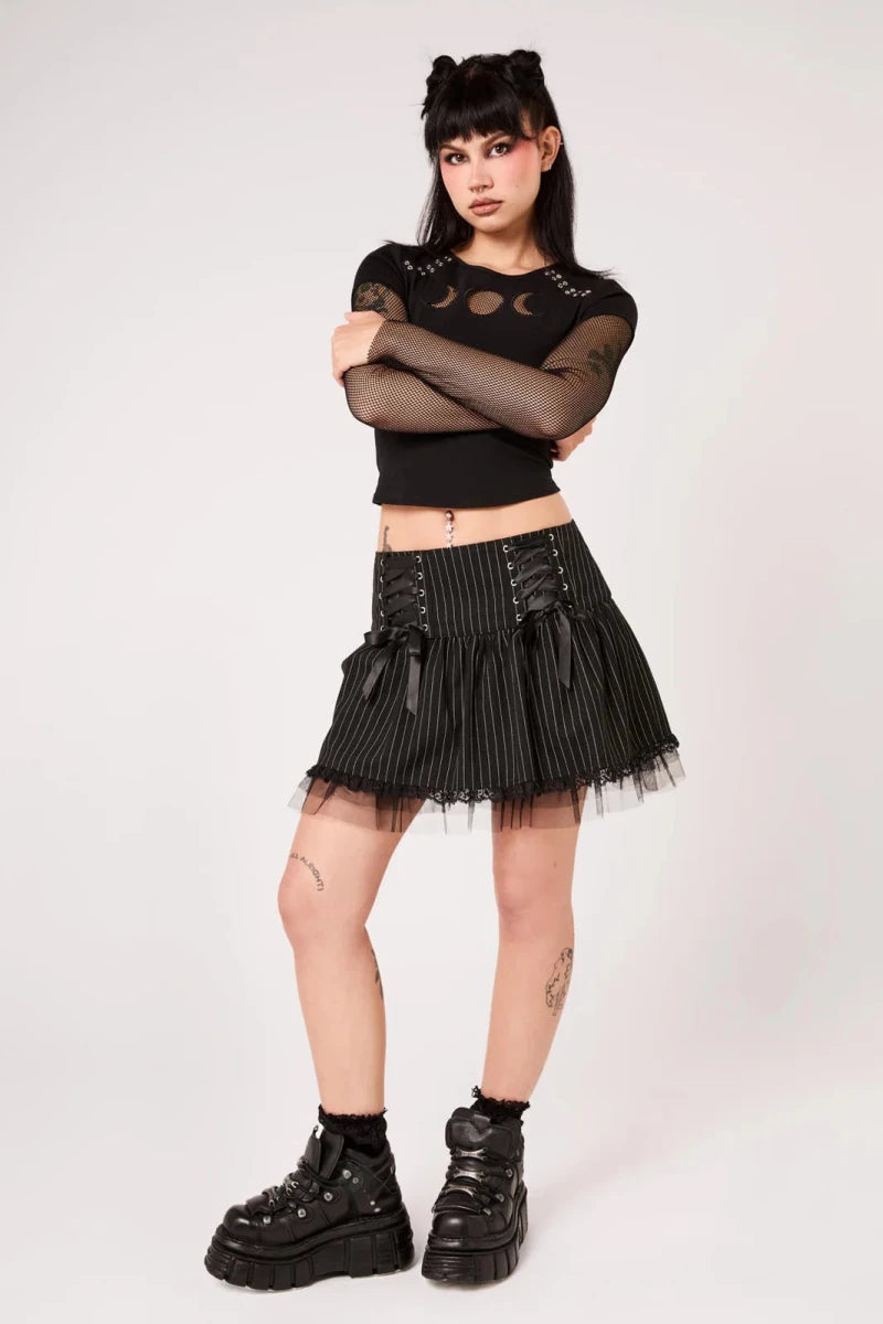 Quinzel C Pinstripe Skirt - Skirts - Hell Bunny