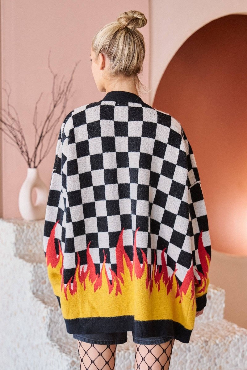 RACING FLAME KNIT CARDIGAN - JADE BY JANE