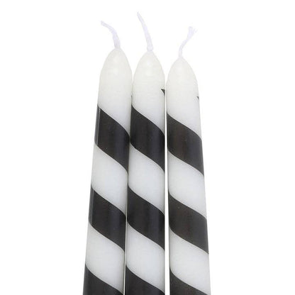 Set of 3 Black Candy Cane Taper Candles - Something Different Wholesale Europe