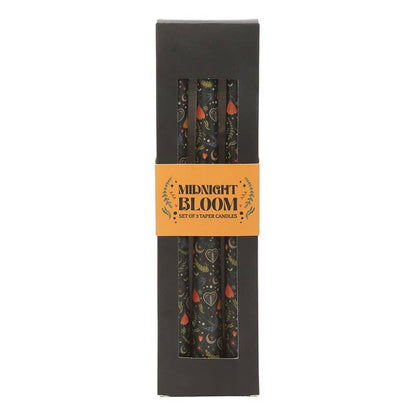 Set of 3 Black Midnight Print Taper Candles - Something Different Wholesale Europe