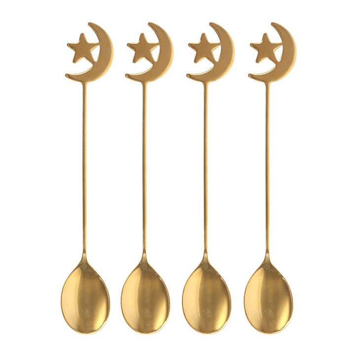 Set of 4 Star and Moon Teaspoons - Something Different Wholesale Europe