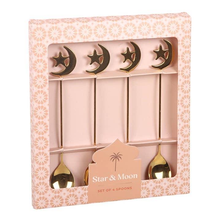 Set of 4 Star and Moon Teaspoons - Something Different Wholesale Europe