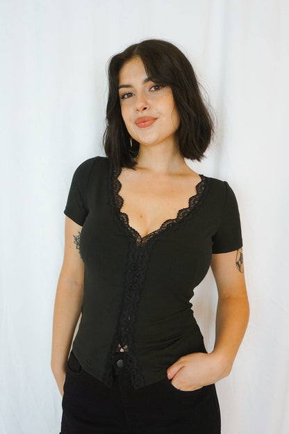 Shadow Lace Top - Tops - HOB