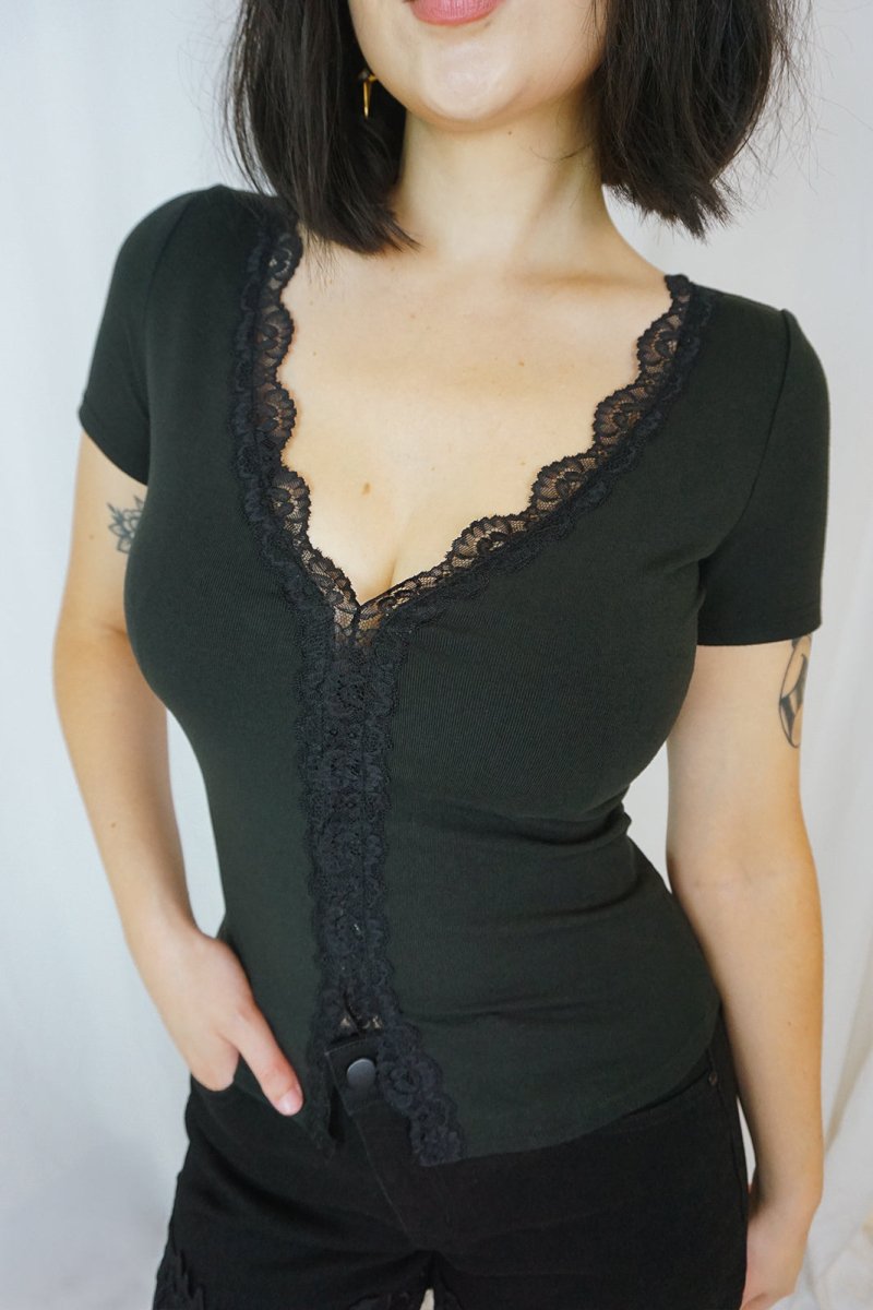 Shadow Lace Top - Tops - HOB