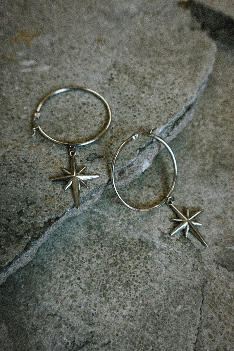 Silver Star Earrings Big - Jewellery - House of Bones Jewelry