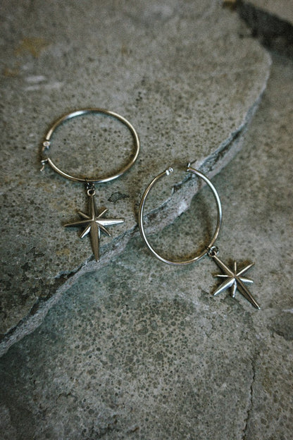 Silver Star Earrings Big - Jewellery - House of Bones Jewelry