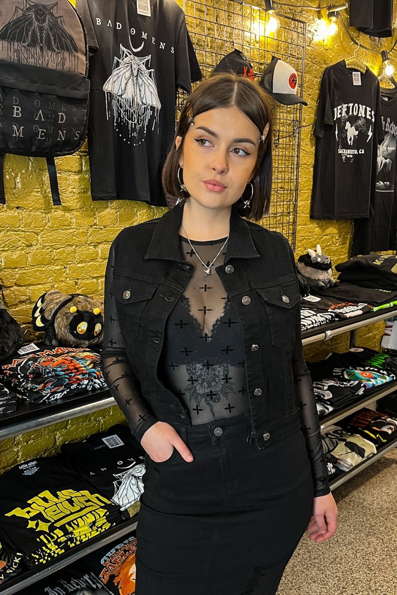 Sleeveless Black Denim Jacket - Jackets - House of Bones
