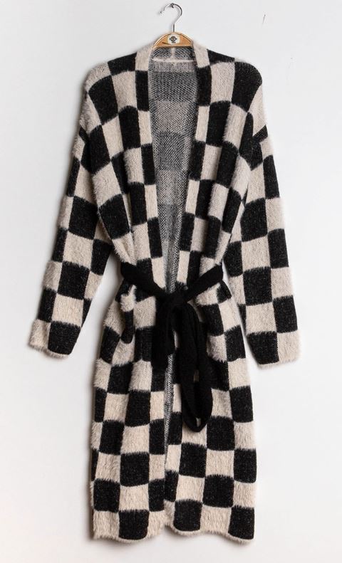 Soft Checked Cardigan - Sweaters - HOB