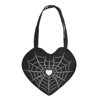 Spiderweb Heart Satin Tote Bag - Something Different Wholesale Europe