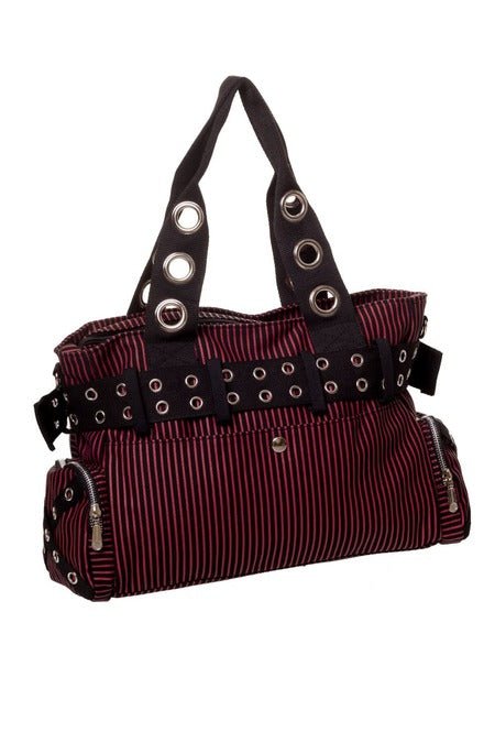 Sweet Revenge Handbag Black & Red Striped - Bags - Banned
