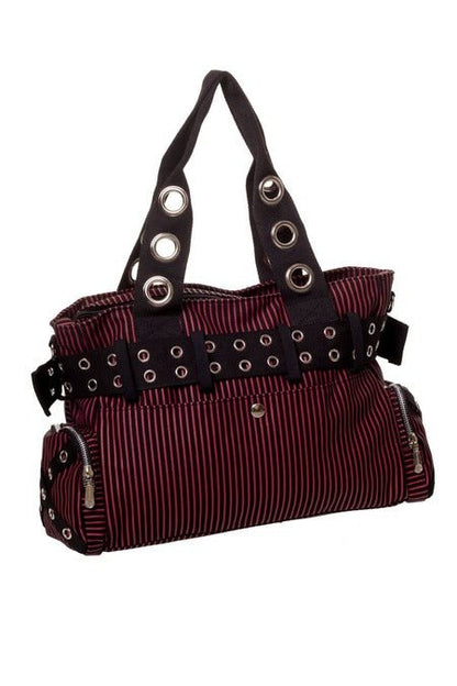 Sweet Revenge Handbag Black & Red Striped - Bags - Banned