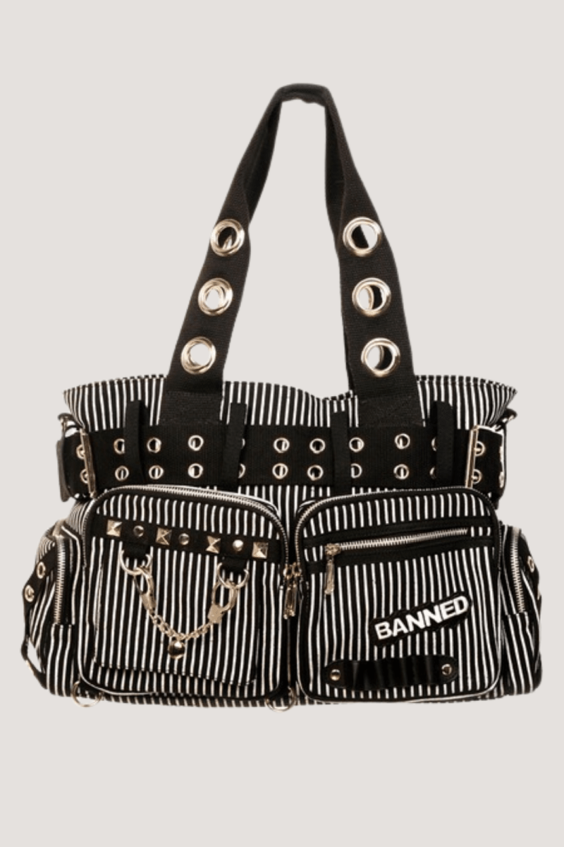 Sweet Revenge Striped Handbag - Bags - Banned