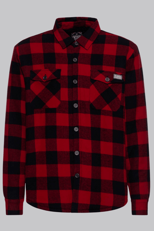 Teddy Lining Black & Red Plaid Shirt - Jackets - KING KEROSIN