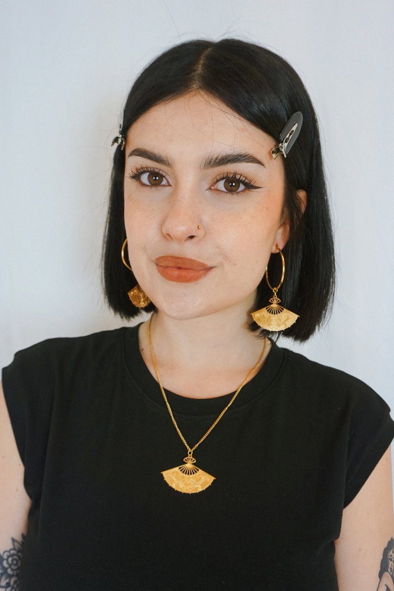 Uchiwa Earrings Big - Jewellery - House of Bones Jewelry